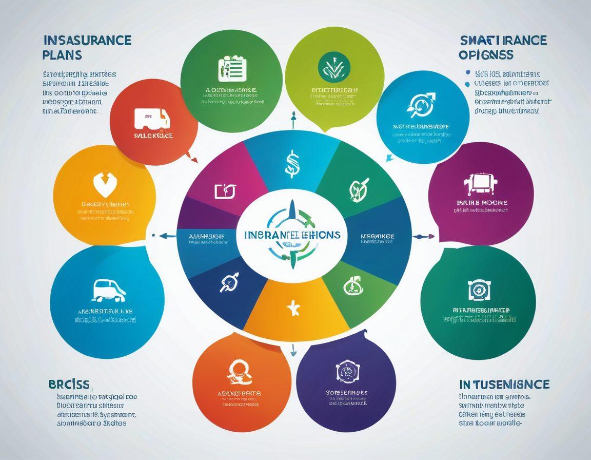A visually engaging infographic showcasing various insurance plans, each represented as colorful, distinct icons comparing coverage options, cost, and benefits. Include a compass pointing toward 'Smart Choices Ahead', symbolizing guidance in decision-making. Use a clean layout and modern typography with a blend of green, blue, and yellow accents. super-realistic. vibrant colors. white background.